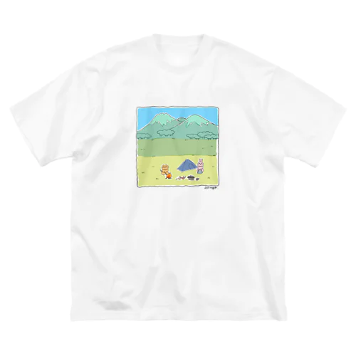 キャンプだよUSA&NEKO ビッグシルエットTシャツ