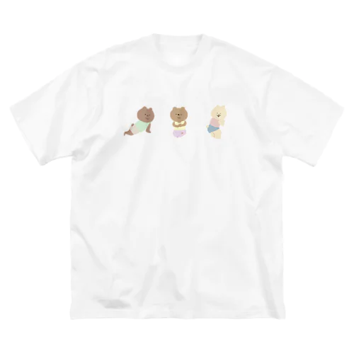 筋トレをしているクマ ビッグシルエットTシャツ