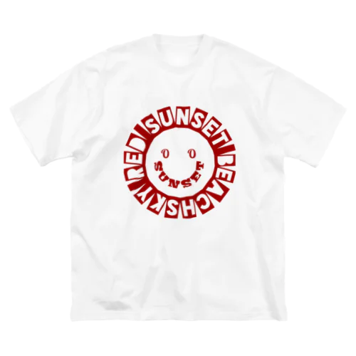 SKY RED SUNSET BEACH レトロ Big T-Shirt