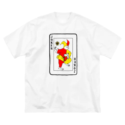 猫とトランプ　ジョーカー　カラー　透過 ビッグシルエットTシャツ