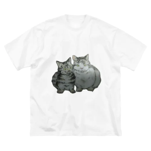 手描き風猫シャツ ビッグシルエットTシャツ