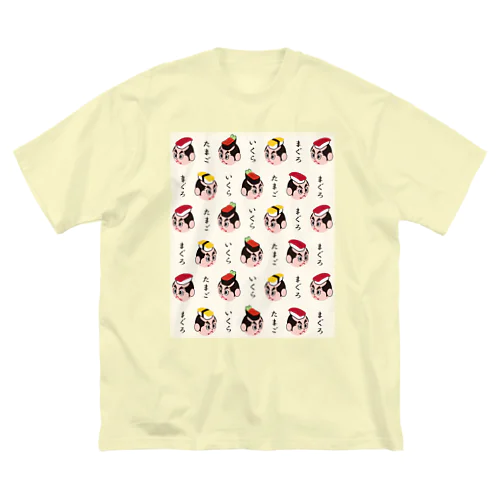 すしざむらい総柄 ビッグシルエットTシャツ