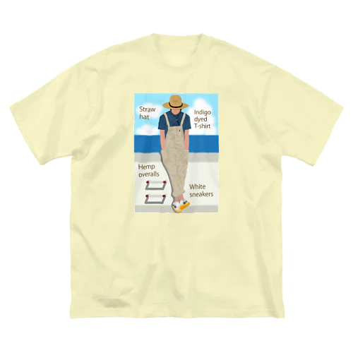 海と麦わら帽の青年 Big T-Shirt