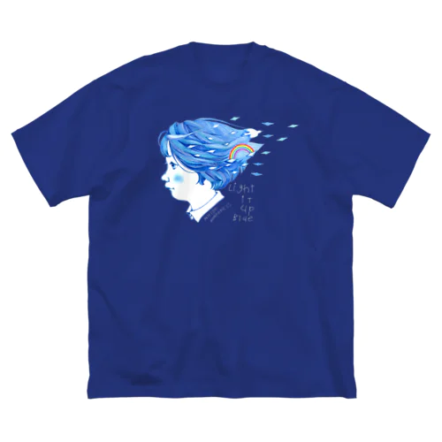 Light it up Blue「すずちゃんの青い寝ぐせ」ダークカラー ビッグシルエットTシャツ