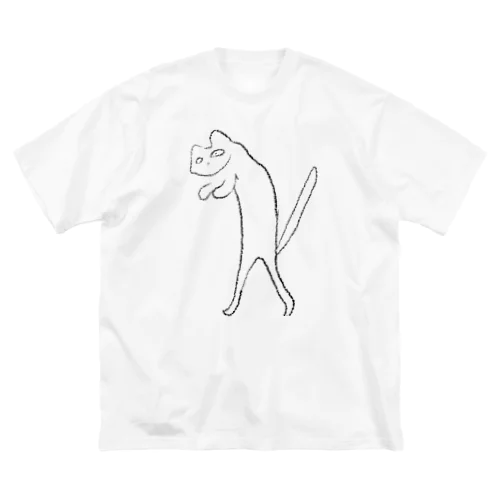 二足歩行の猫 ビッグシルエットTシャツ