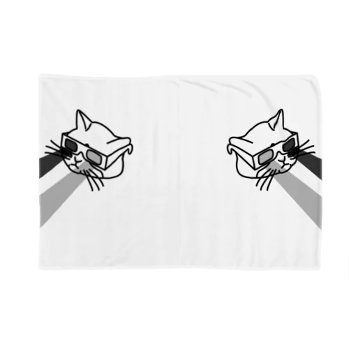 【黒・前】3D猫 Blanket