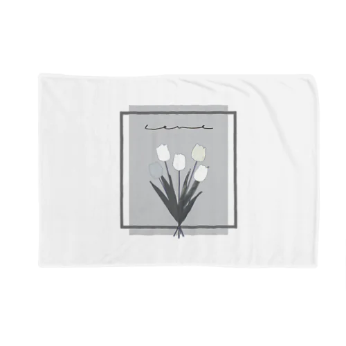 grayish color × white × charcoal ×  tulip bouquet Blanket