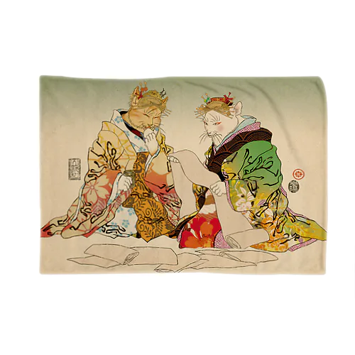 Yamakawa Rakuyou Ukiyo-e Neko Oiran Blanket