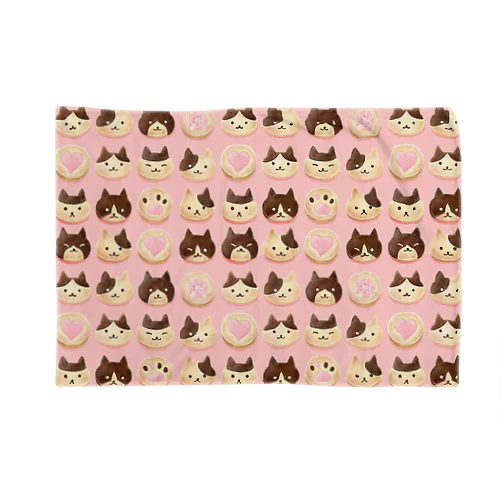 ねこねこ♡クッキー　アイスボックスクッキー ピンク・顔あり Blanket