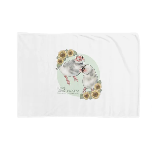 【No.1】I LOVE JAVA SPARROW（ごま塩柄） Blanket