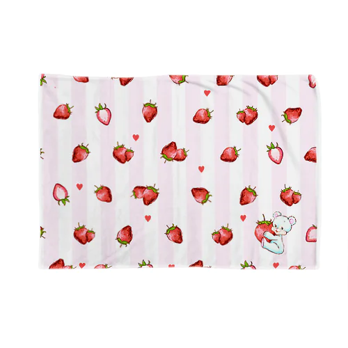 くまといちごのもよう Blanket
