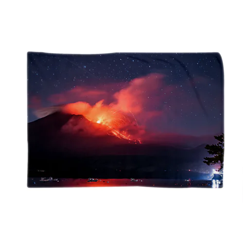 Sakurajima Volcano Night Blanket