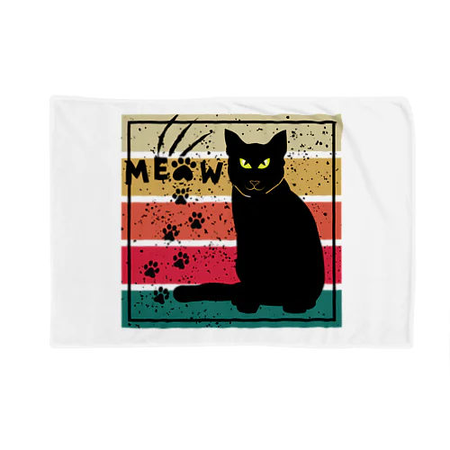 black cat meow paw signature ブランケット