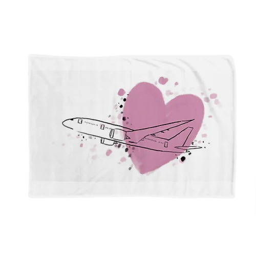 airplane-pink heart- Blanket