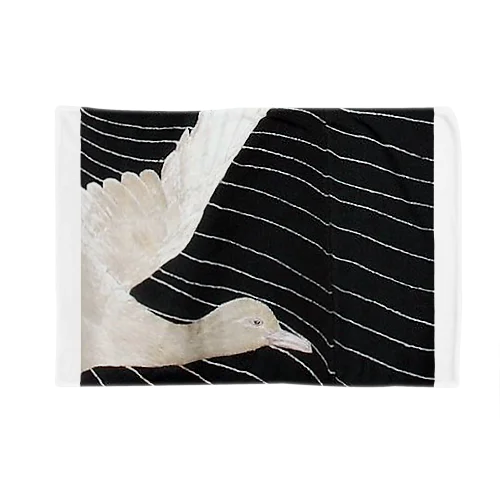 黒と白　水鳥の柄 Blanket