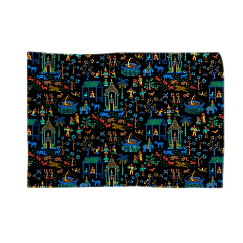 ラオスのモザイク画（パターン/黒） Blanket