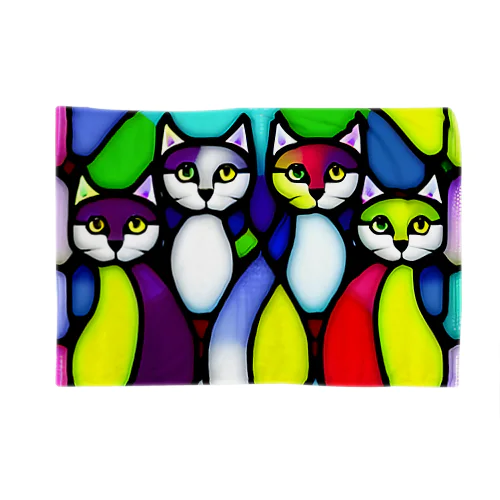 4匹の猫B　ステンドグラス風 Blanket