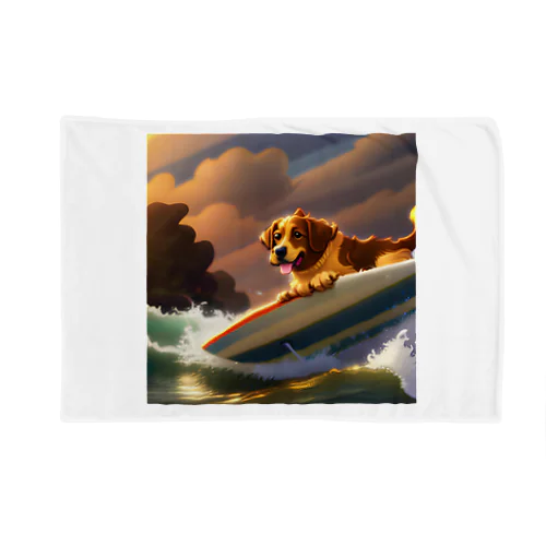 サーフィンしているかっこいい犬 ブランケット