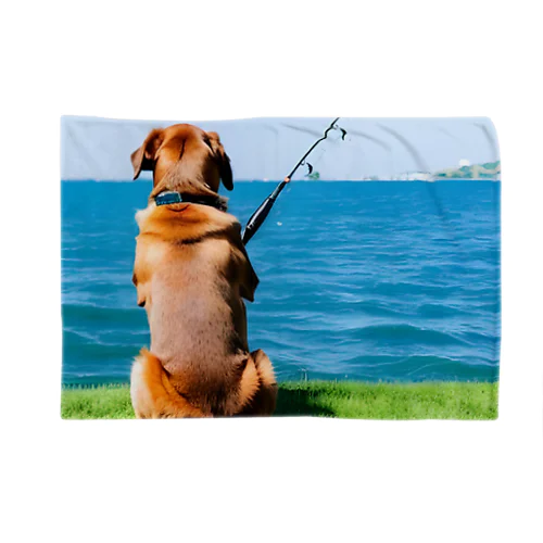 the dog is fishing fish Blanket