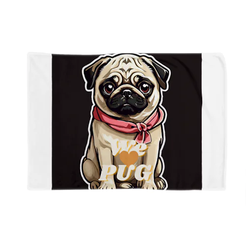 We♥PUG　ブラック（パグ大好き！） ブランケット