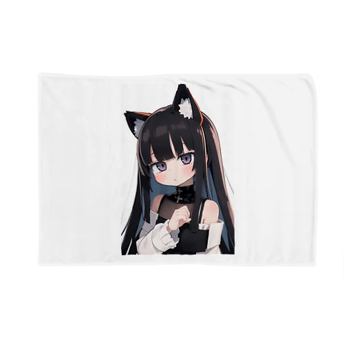 長い黒髪の愛らしい獣耳の少女 Blanket