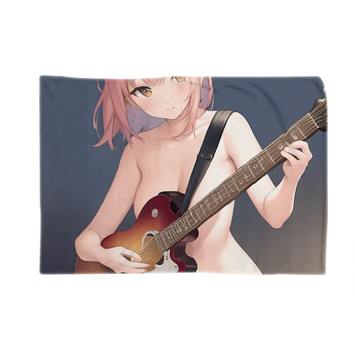 ギターを弾く裸の女の子 ブランケット