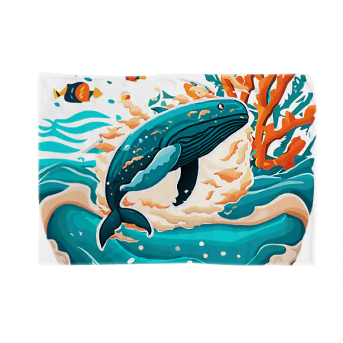 ダイナミックに飛ぶクジラちゃん Blanket