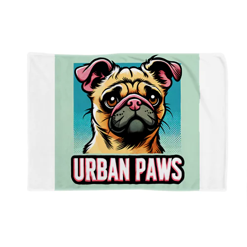 情けない顔のパグチワワ「Urban paws」 ブランケット