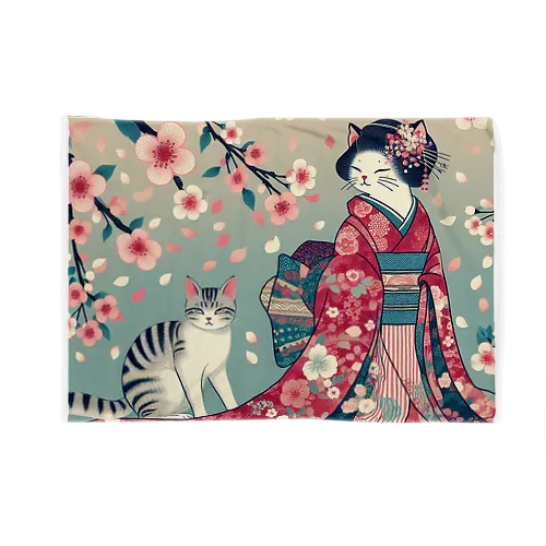 和風cat 見返り桜 Blanket