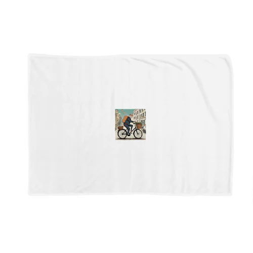 街中を自転車で走る猫のグッズです。 Blanket