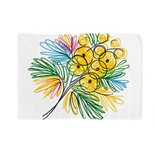 鮮やかなカラフルなミモザの花束 Blanket