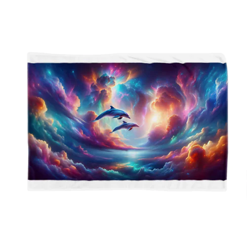 " Dolphins Swimming in the iridescent clouds (1) " 　( 彩雲の中を泳ぐイルカ (1) ) ブランケット