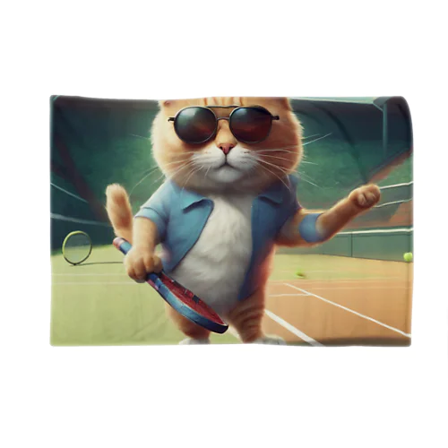 サングラス姿のお洒落な猫がテニスいいよ！ ブランケット
