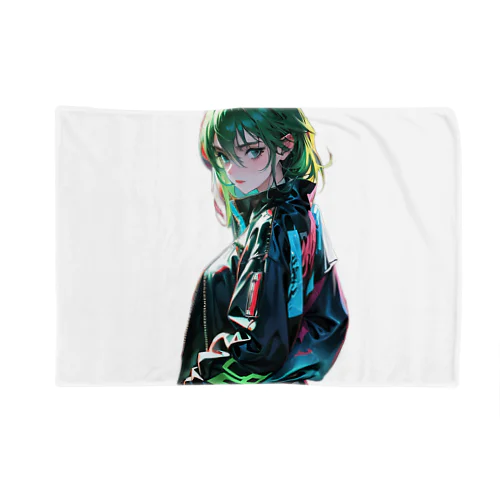 サイバーパンク　緑髪 Blanket