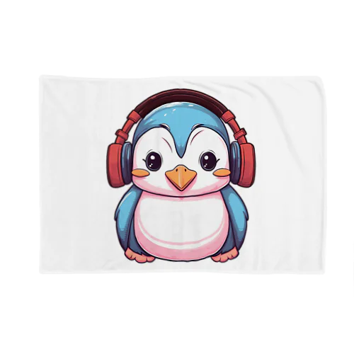 赤いヘッドホンを付けているペンギン Blanket