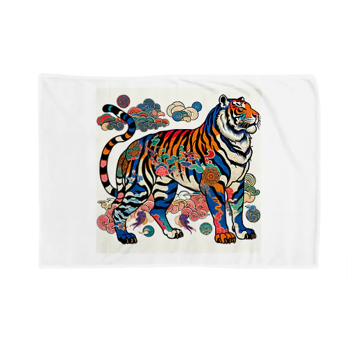 浮世絵風　虎（威風堂々）"Ukiyo-e Style: Majestic Tiger" "浮世绘风格：威风凛凛的虎" Blanket