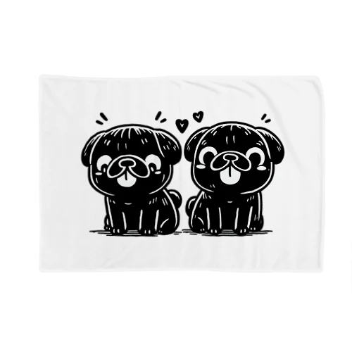 twin pug ブランケット