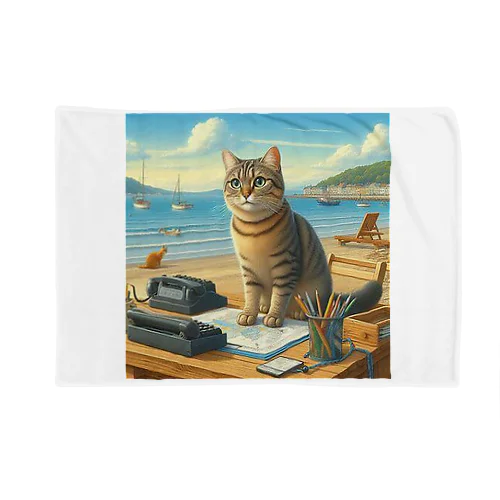 海辺の仕事猫 Blanket