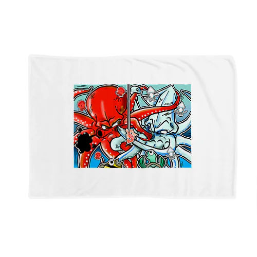 タコVSイカ イラストグッズ Blanket