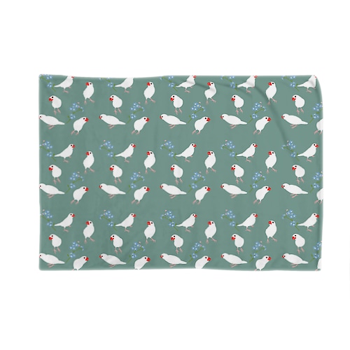 文鳥と青い花 Blanket