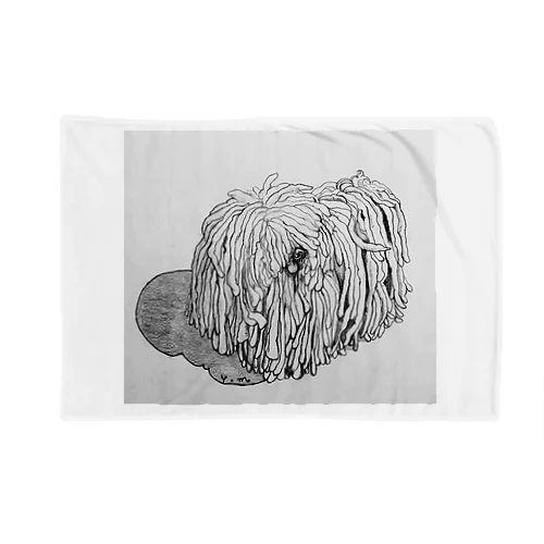 かしこいプーリー犬が振り向いた。puli illustration  Blanket