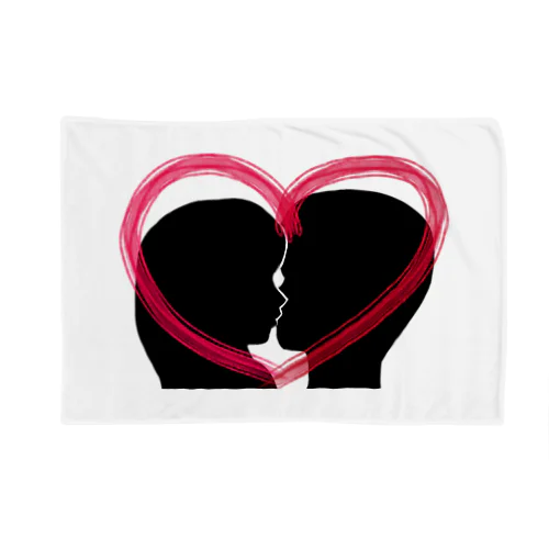 Silhouette of kiss with heart♥① Blanket