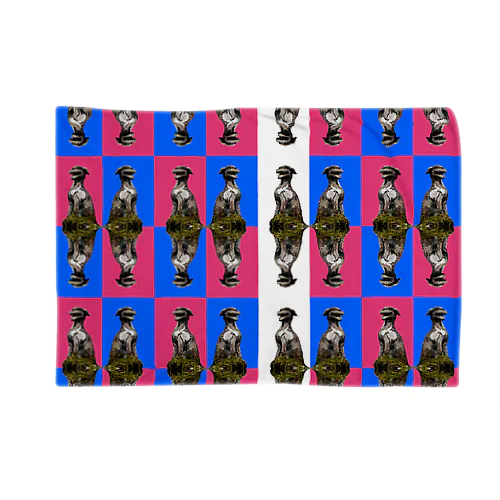 大口真神_CHECK_bluepink Blanket