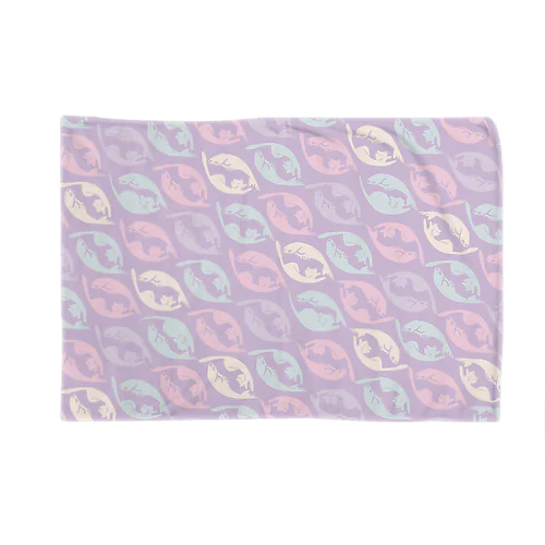 猫魚鼠紋【紫】 Blanket