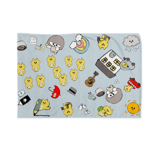 シュールな動物たち(灰青) Blanket