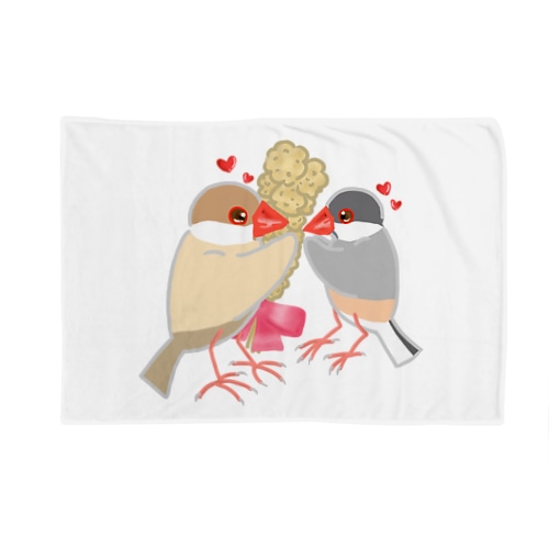 粟穂をプレゼント シルバー&シナモン文鳥 Blanket