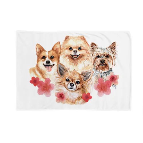 お花の似合う小さい犬たち。 Blanket