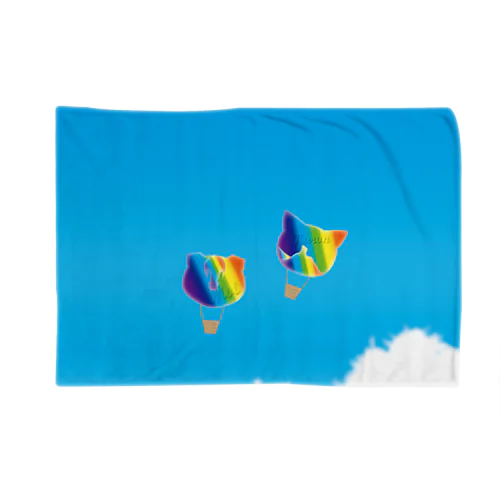 猫のＭｏｌとＫａｒｏｎ　空と気球と雲 Blanket