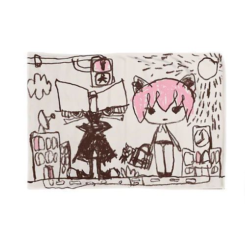 ヘッズ博士とねこJK ブランケット Blanket