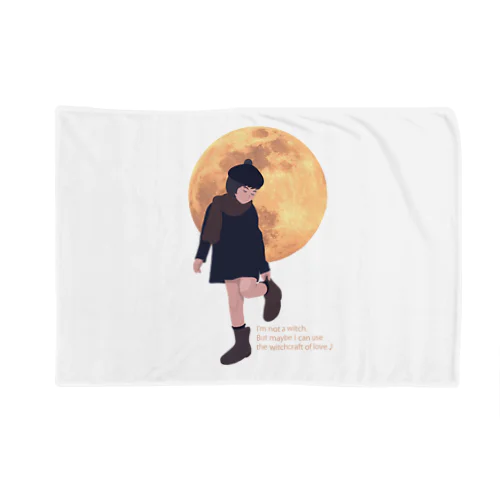 月と黒ワンピの女の子 Blanket